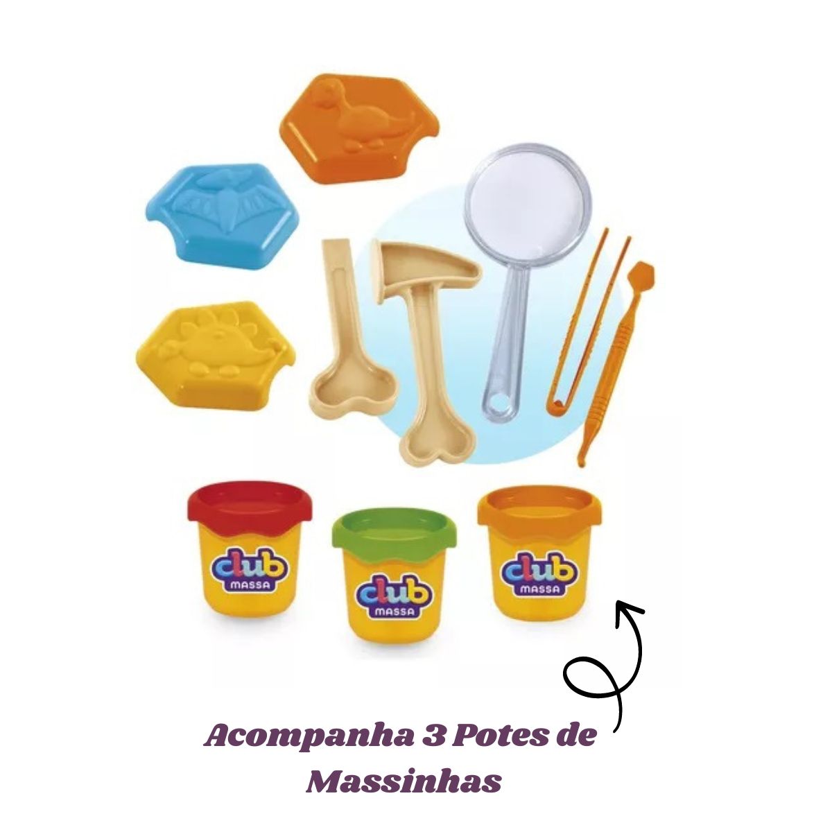 Kit Club Massa Vulcão Paleontólogo Dino Land Sortido - Usual Kit Club Massa Vulcão Paleontólogo Dino Land Sortido - Usual